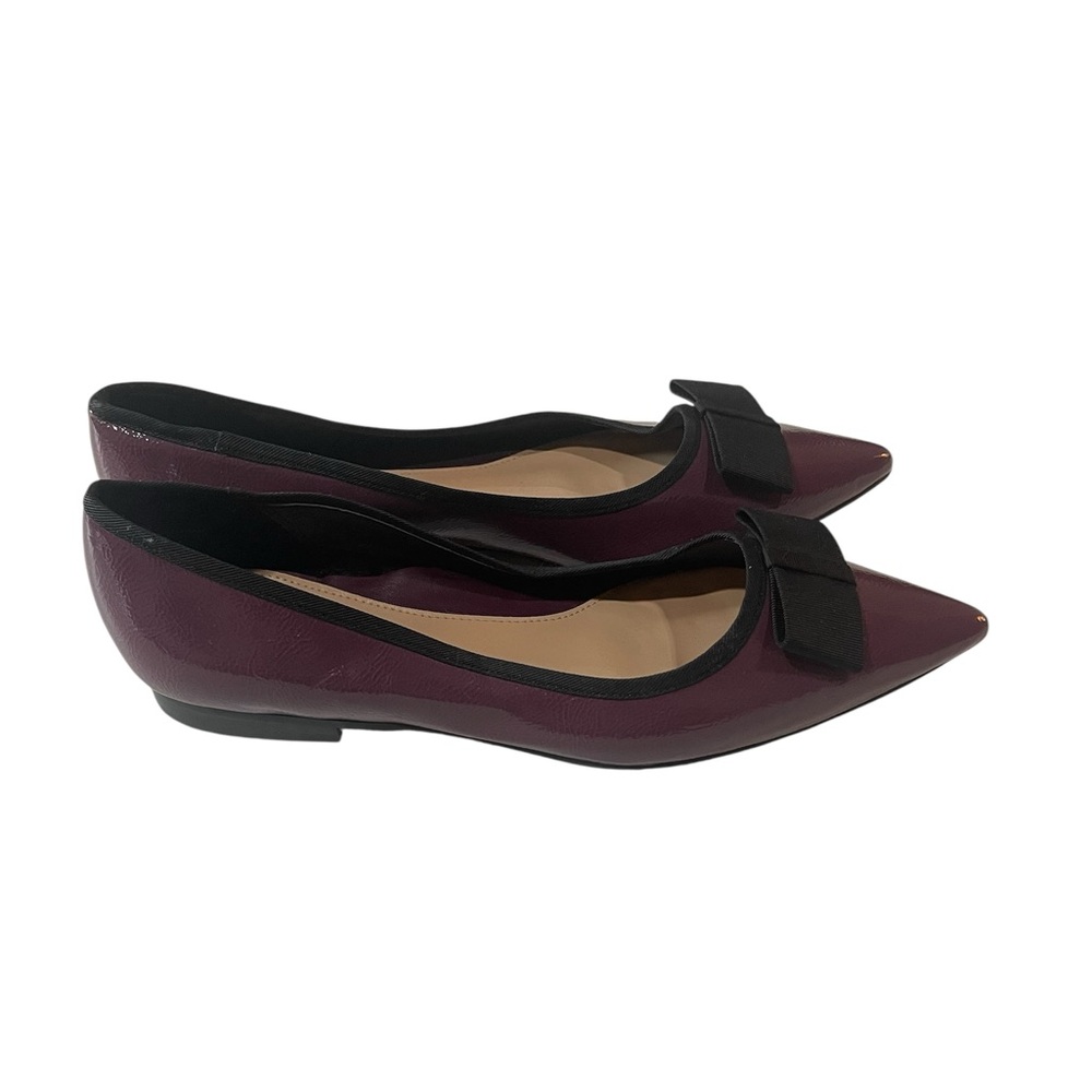 Elegant purple Flats with Black Bow